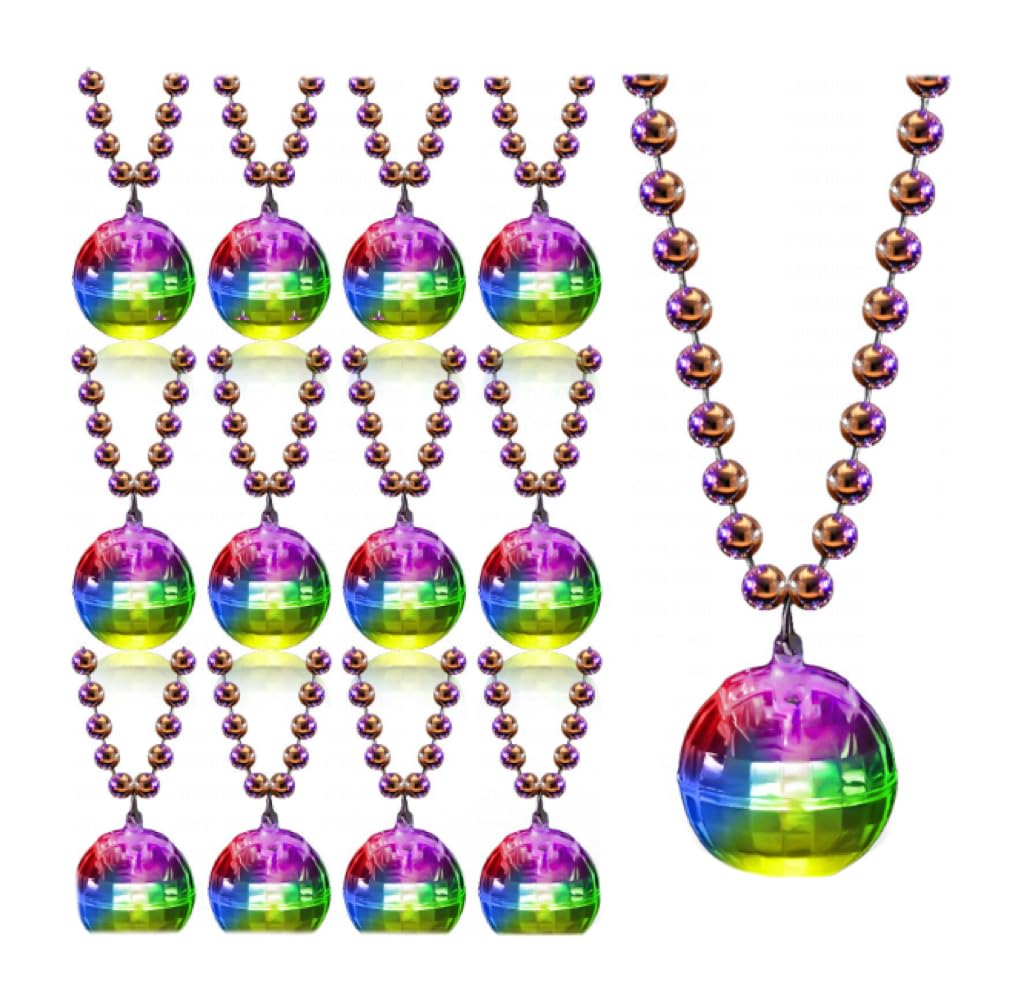Sasylvia LED disco ball necklaces, 12-pack, ideal for party glow.