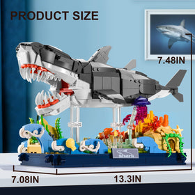 SATHIBI shark build and display stand for shelf decor.