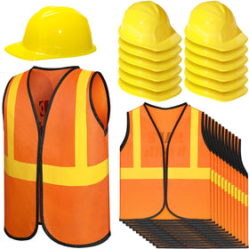 SATINIOR construction vest and yellow helmet set for kids ready for imaginative role play
