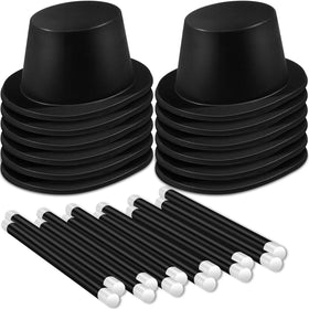 Satinior magician top hat black close-up with fluffy trim, ideal for cosplay photos.