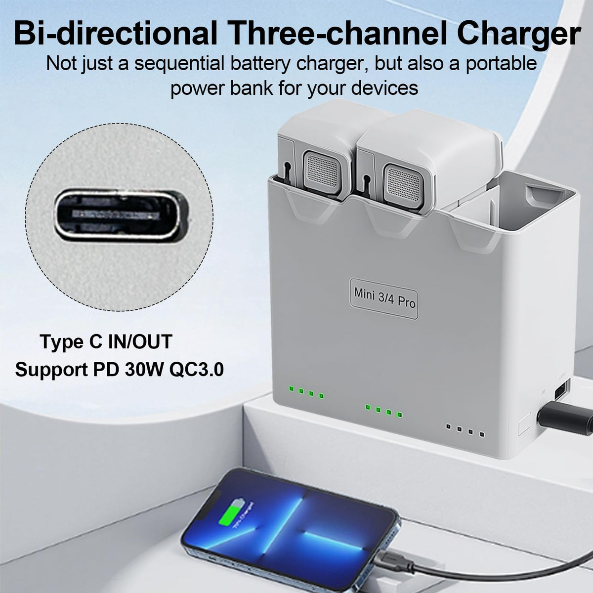 Satonaka 3-in-1 Charging Hub powers batteries and USB-C devices safely.