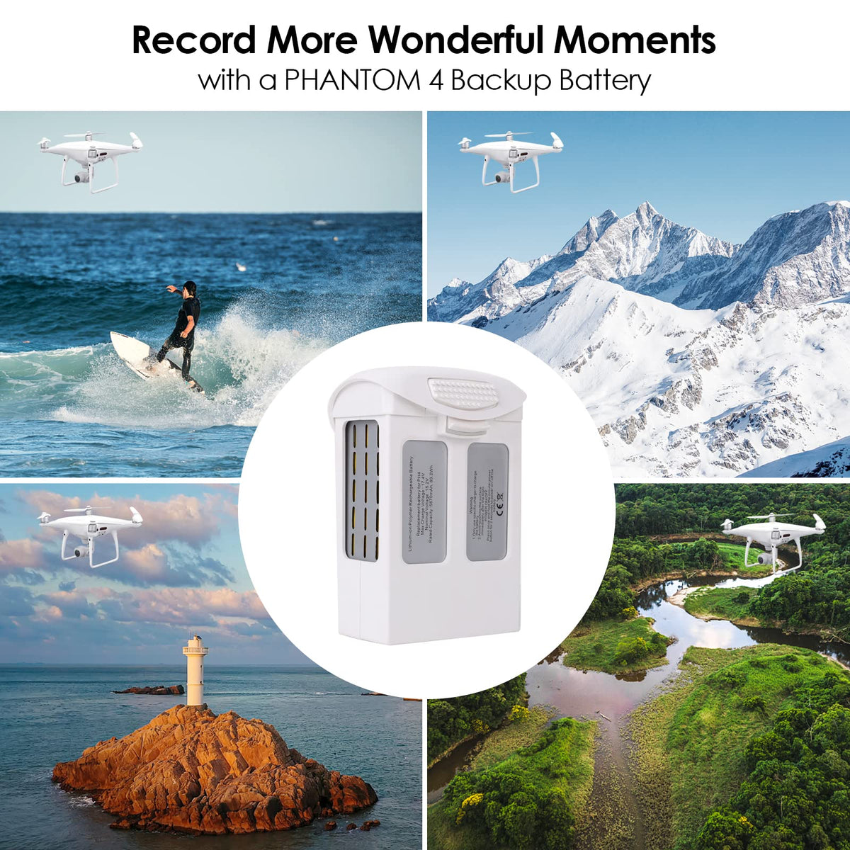 Satonaka Phantom 4 battery compatible with multiple Phantom 4 models and original charger