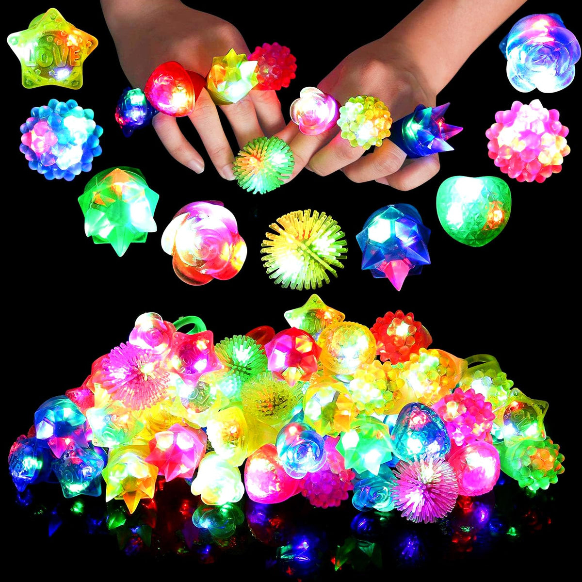 Sauyoza light up rings in blue glow for vivid party favors and easy celebration