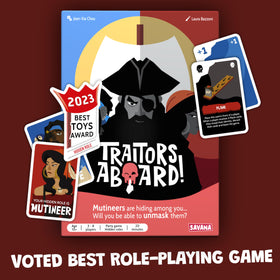 SAVANA Traitors Aboard travel-size pack supports on-the-go play.