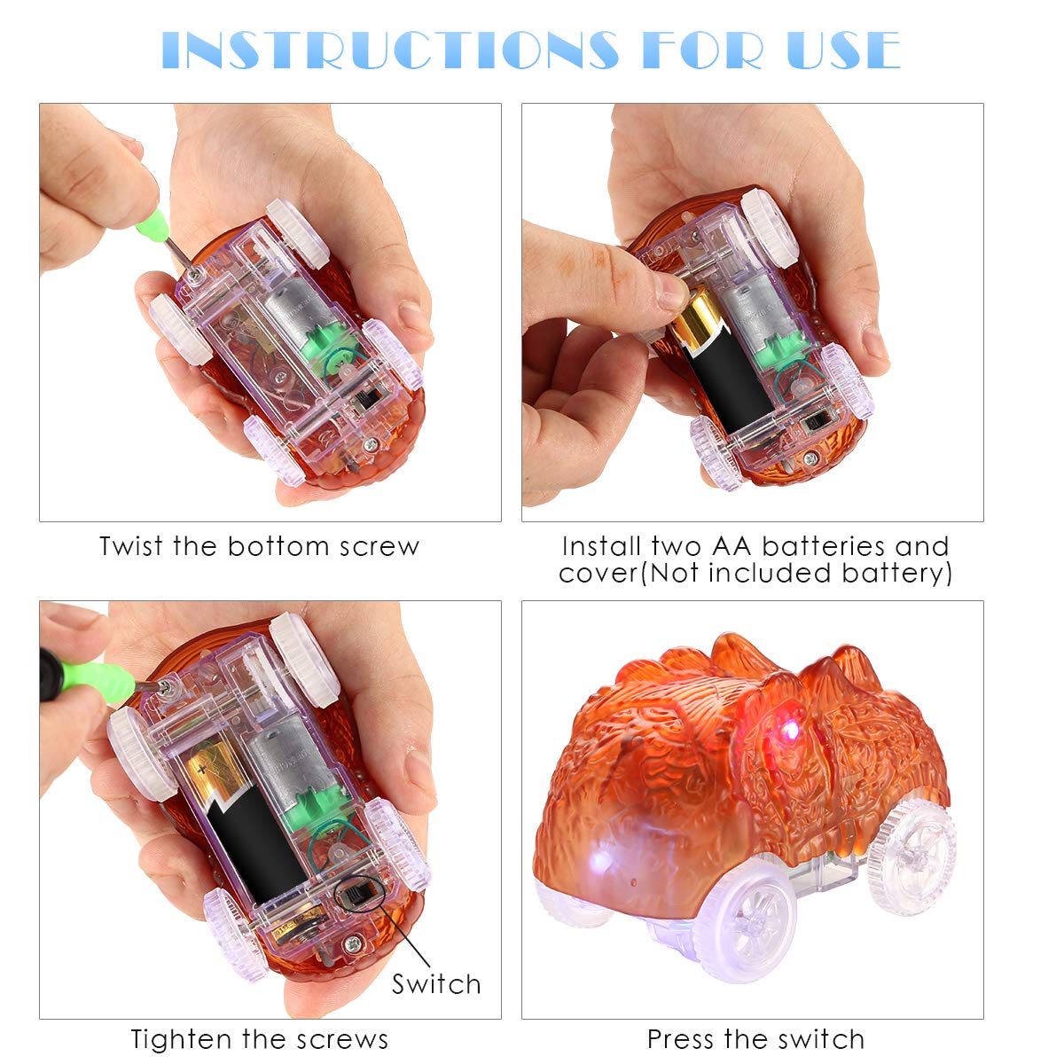 Save Unicorn battery operated dino car for safe, independent play