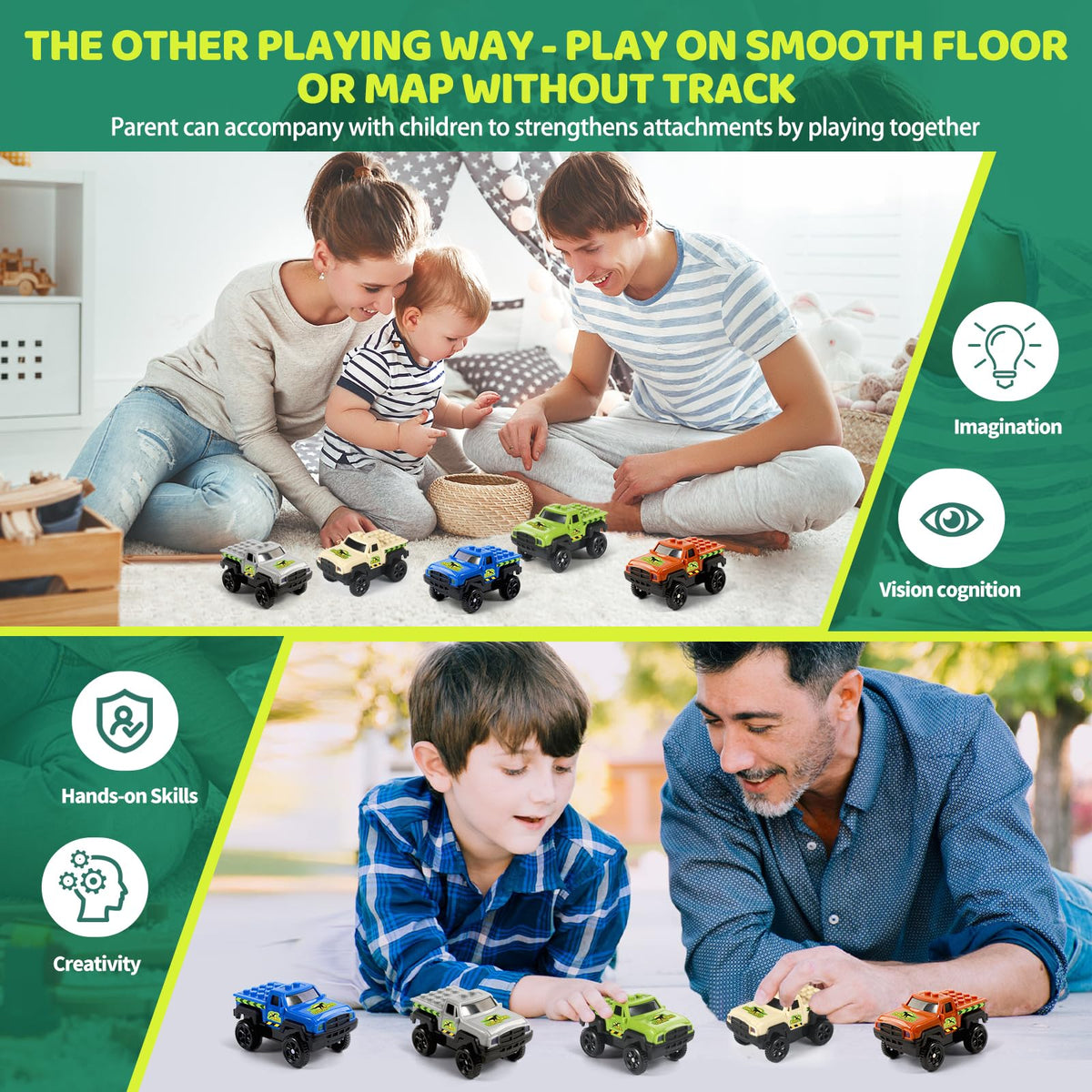 Save Unicorn track cars fit most track sets and smooth surfaces.
