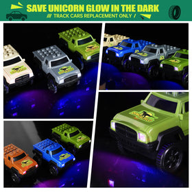 Save Unicorn track cars include a screwdriver for easy battery setup.