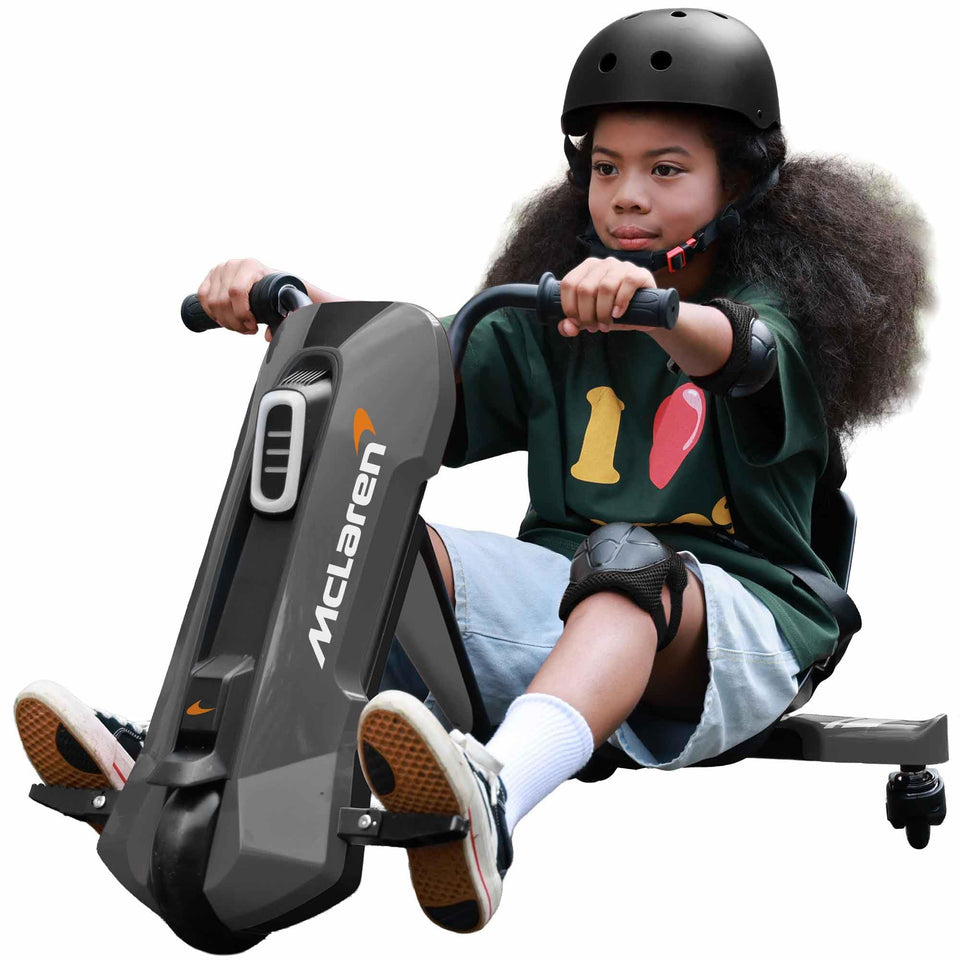 SaveJoy McLaren kid go-kart with 360-degree spin for safe outdoor fun