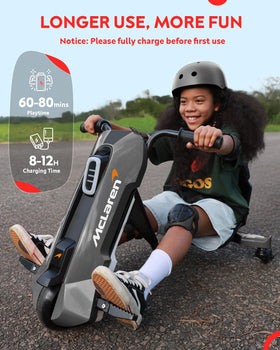 SaveJoy McLaren go-kart adjustable seat fits growing riders comfortably