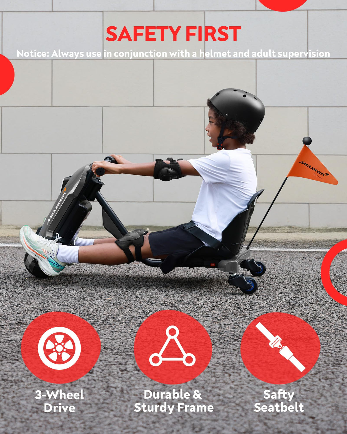 SaveJoy McLaren go-kart drift mode enables smooth turns for play