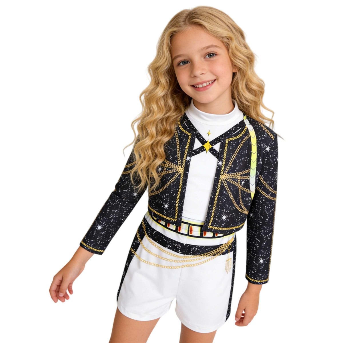 Savito Pop Idol jacket front view for colorful kid cosplay and comfortable movement.