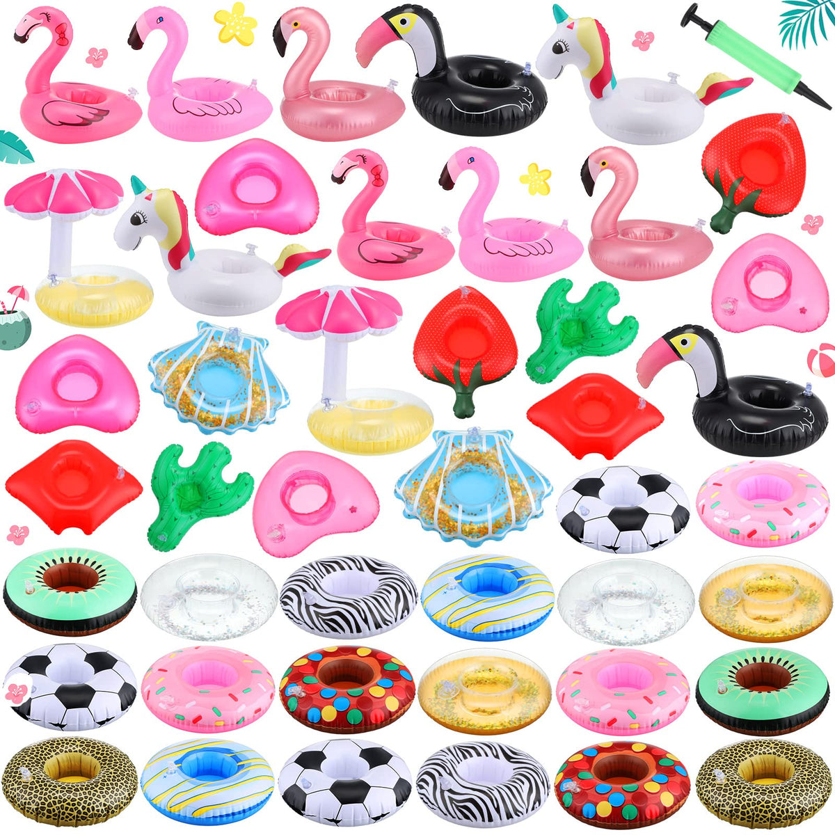 Sawysine donut pool float cup holder adds color and keeps drinks afloat.