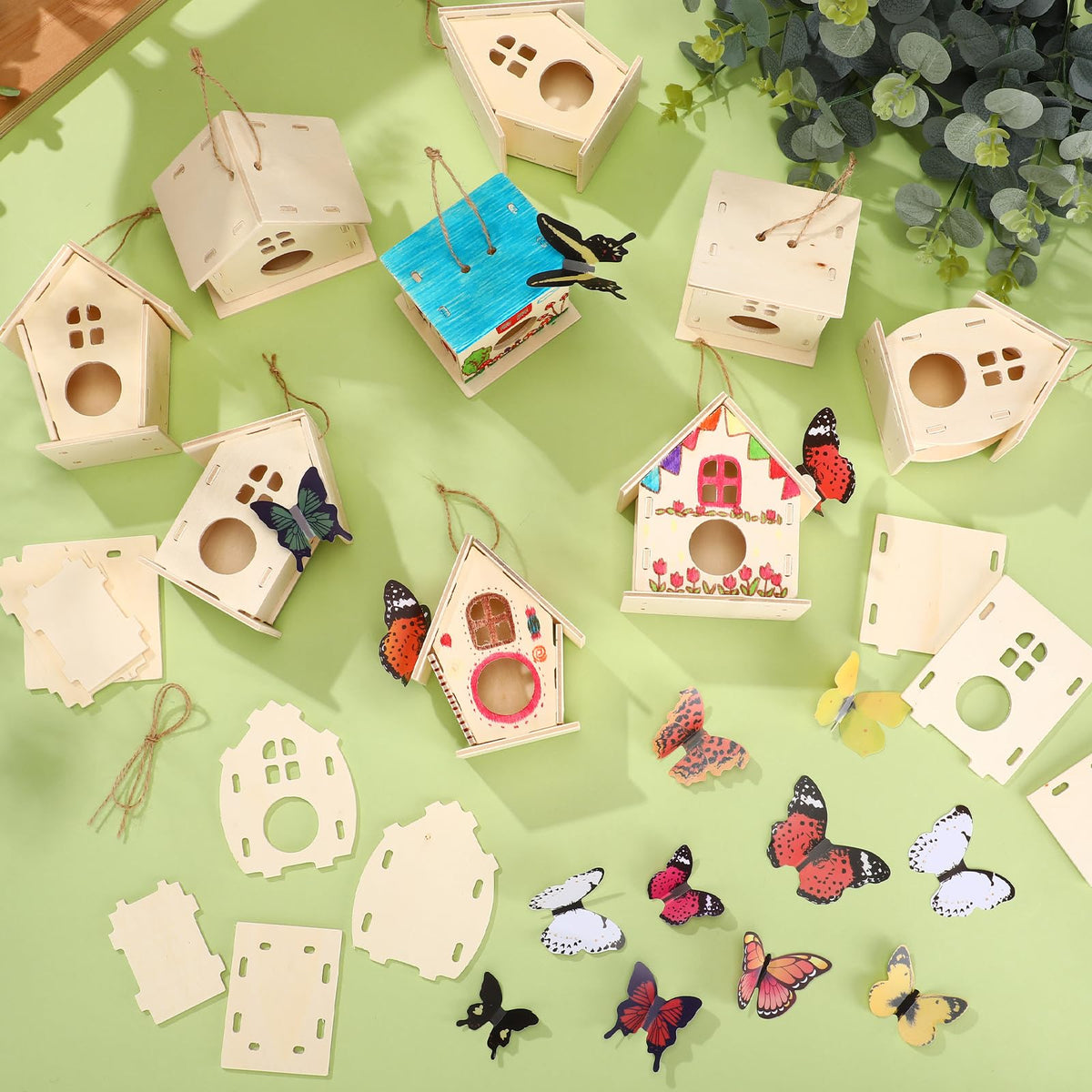 Sawysine decorative birdhouses brighten homes or gardens after painting.