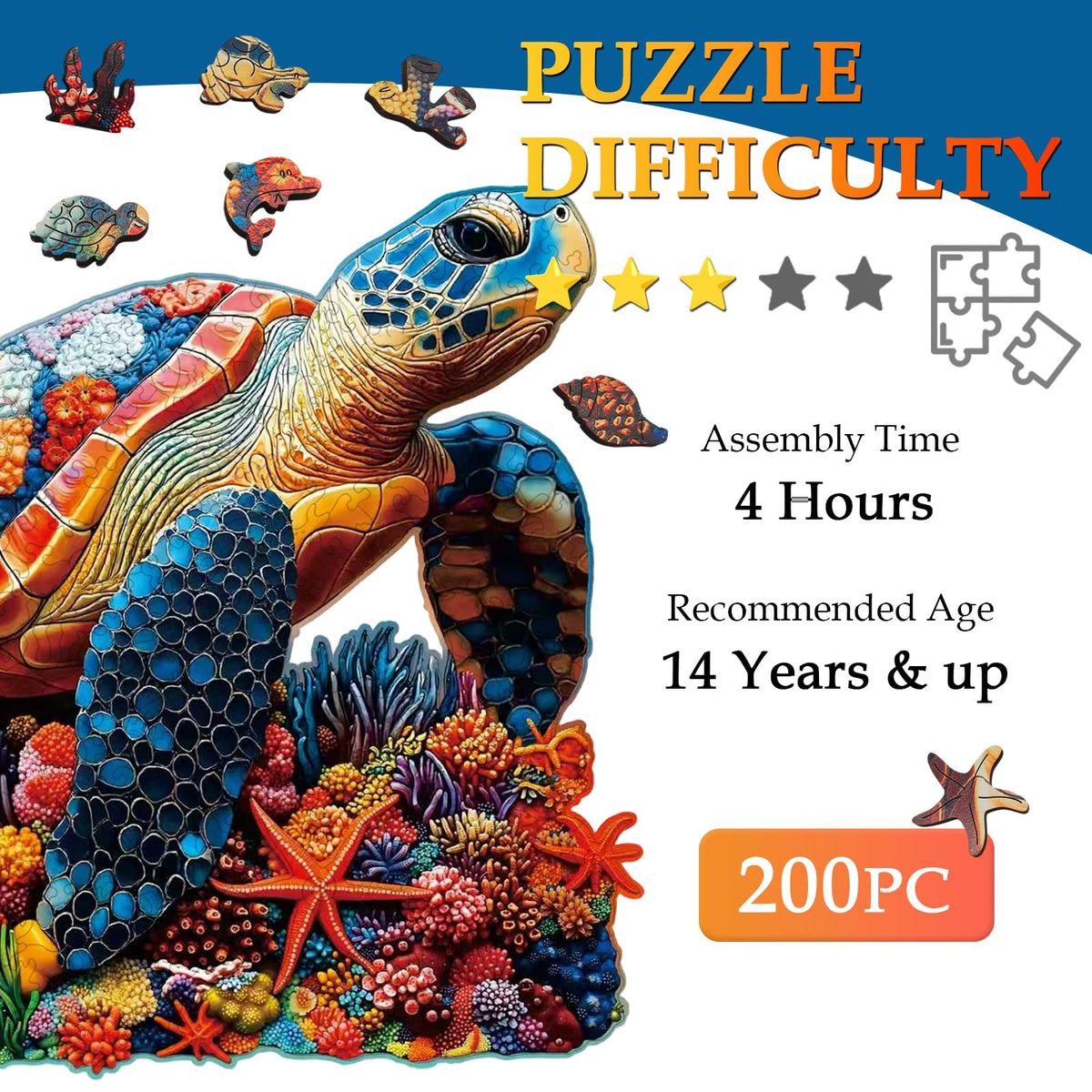 SAWZOO sea turtle puzzle pieces laid out for a satisfying tactile fit.