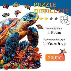 SAWZOO sea turtle puzzle pieces laid out for a satisfying tactile fit.