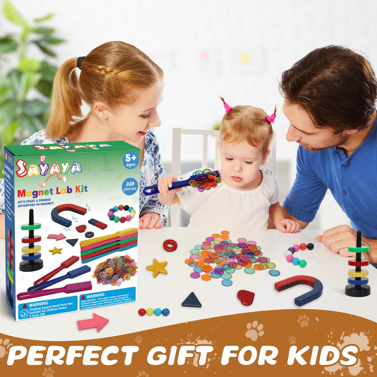 Sayaya magnetic science kit post with rings offers a central connector for constructions.