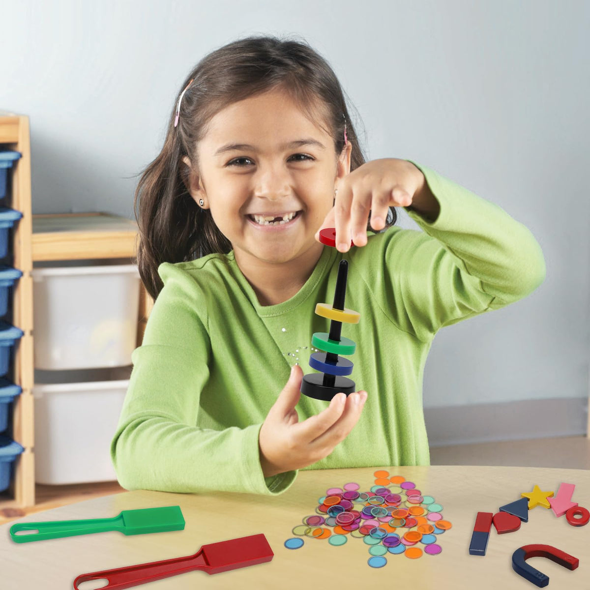 Sayaya magnetic science kit storage box keeps parts organized for classroom or home use.