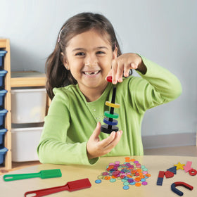 Sayaya magnetic science kit storage box keeps parts organized for classroom or home use.