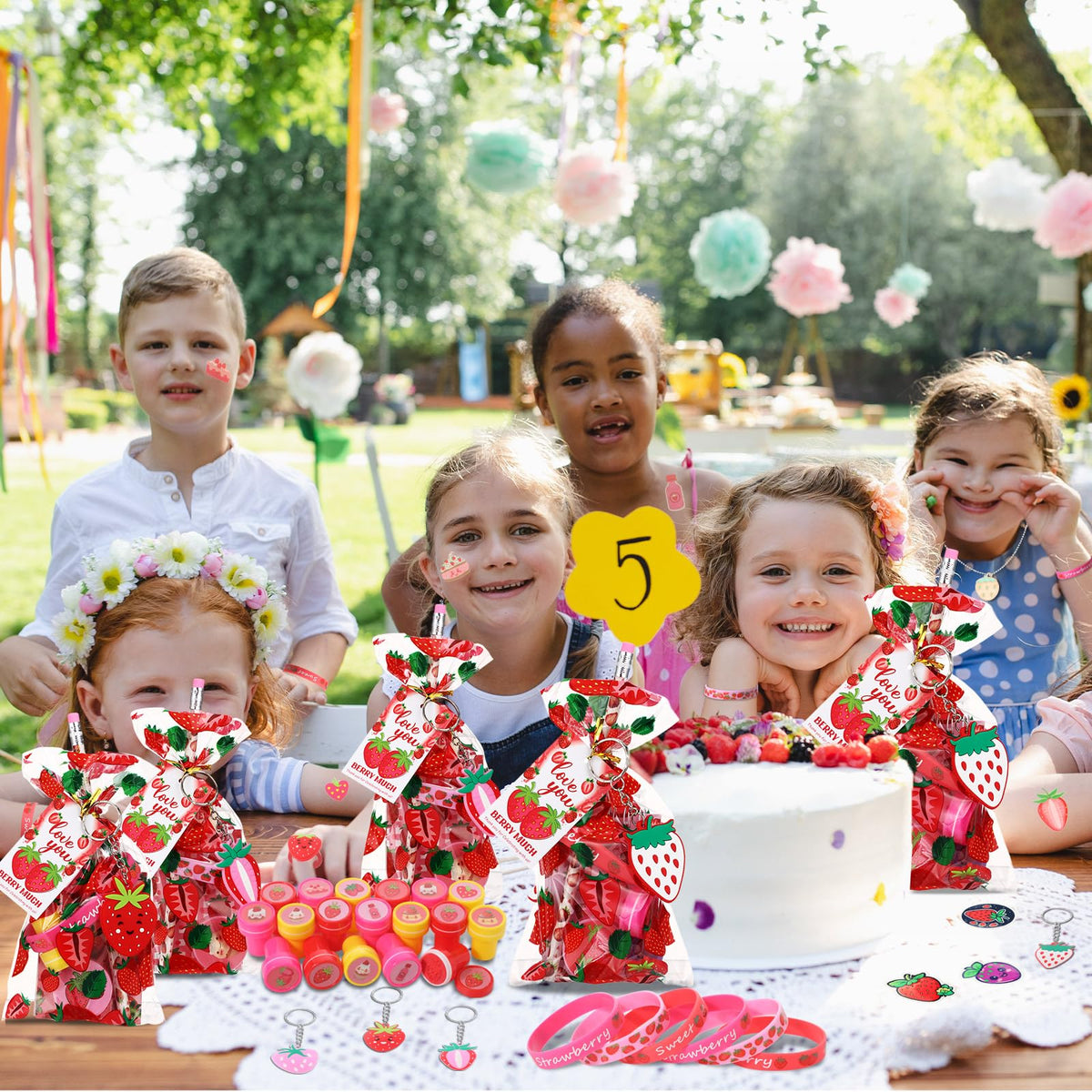 Sayglossy strawberry party favors keychains offer portable keepsakes for guests
