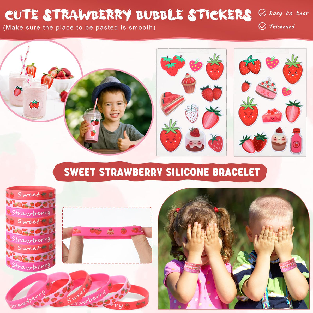 Sayglossy strawberry party favors opp bags help organize small treats neatly