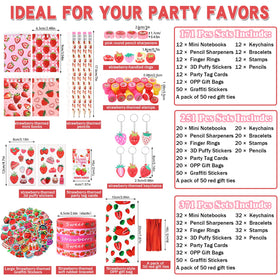 Sayglossy strawberry party favors stickers add color to goodie bags and crafts