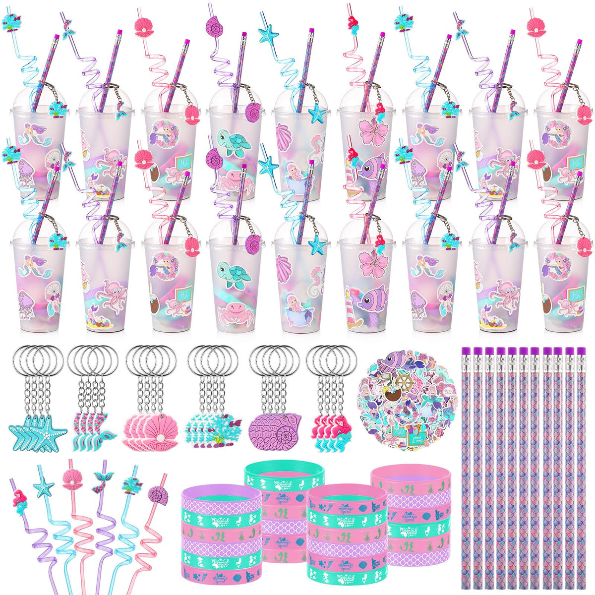Saypacck mermaid cups with frosted finish for reusable party favors