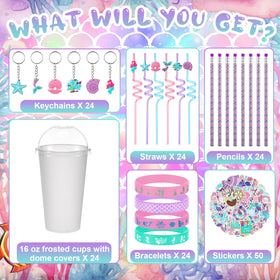Saypacck mermaid dome lids securely seal cups for take-home gifts