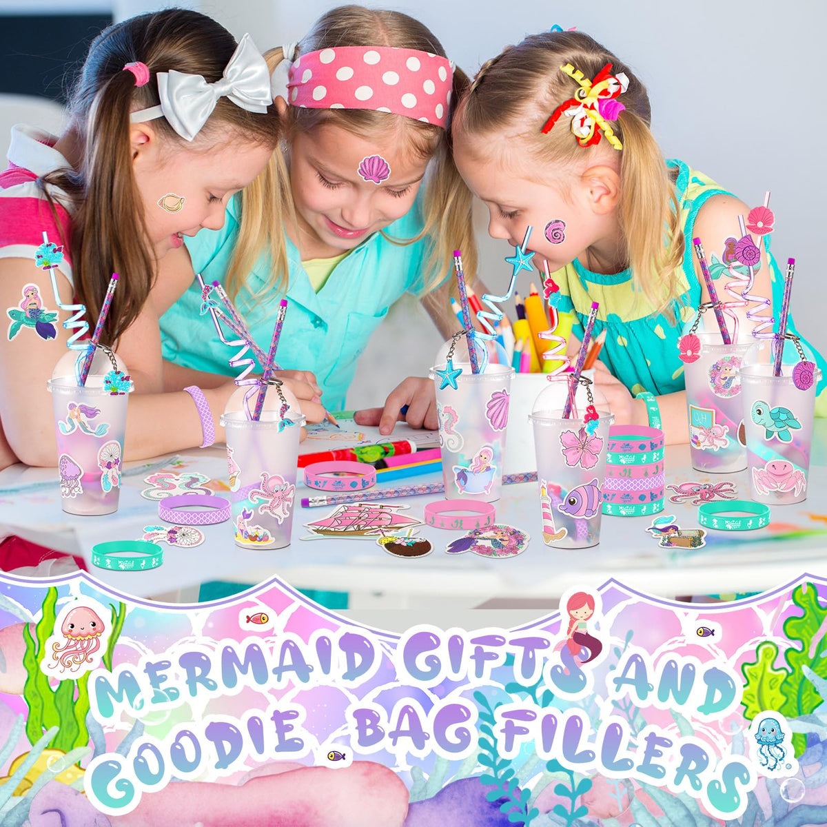 Saypacck mermaid drinking straws add playful color to treats