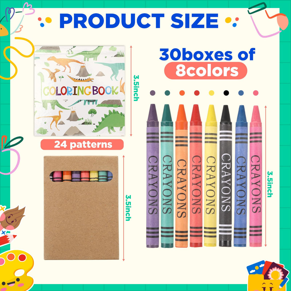 Saypacck mini dinosaur coloring books with crayons portable for on-the-go fun