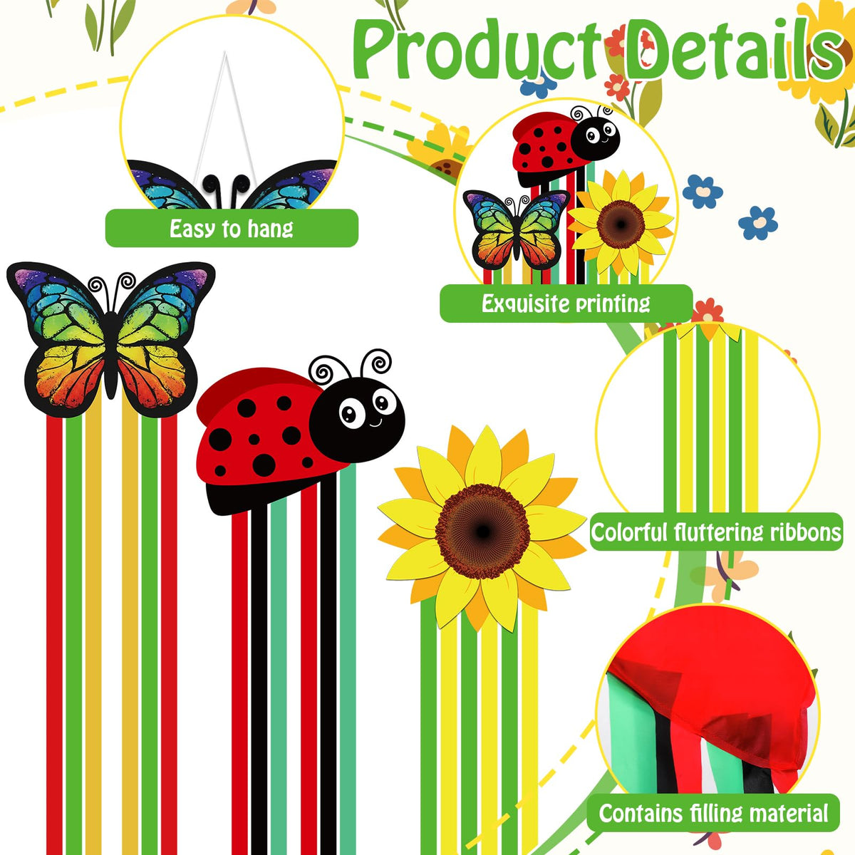 Saysurey ladybug wind sock adds playful charm outdoors.