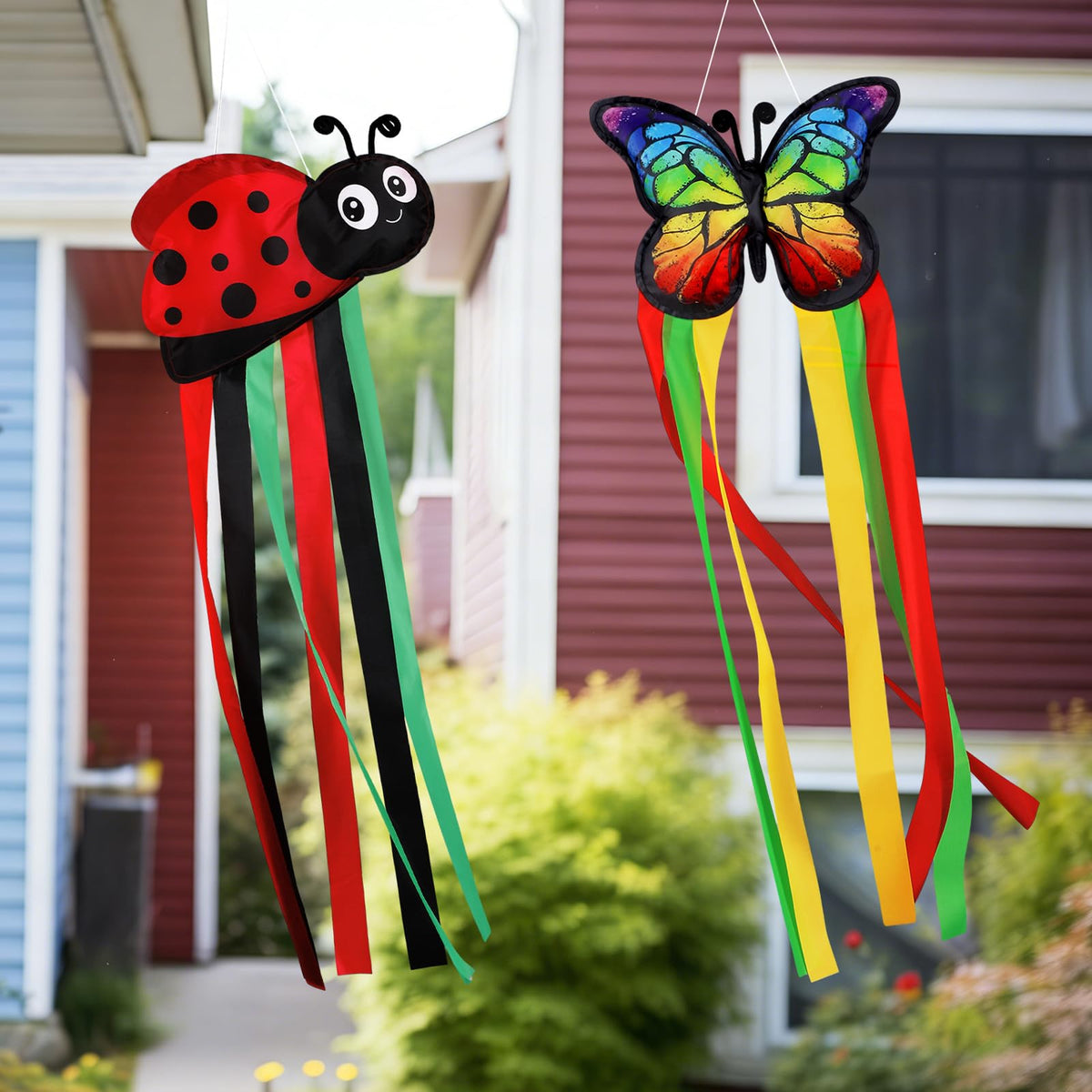 Saysurey ladybug wind sock set brightens yards and entryways.