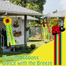 Saysurey sunflower wind sock set creates coordinated garden display.