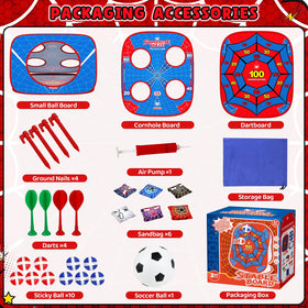 Scarmat spider bean bag toss folds flat for portable, travel-ready fun.