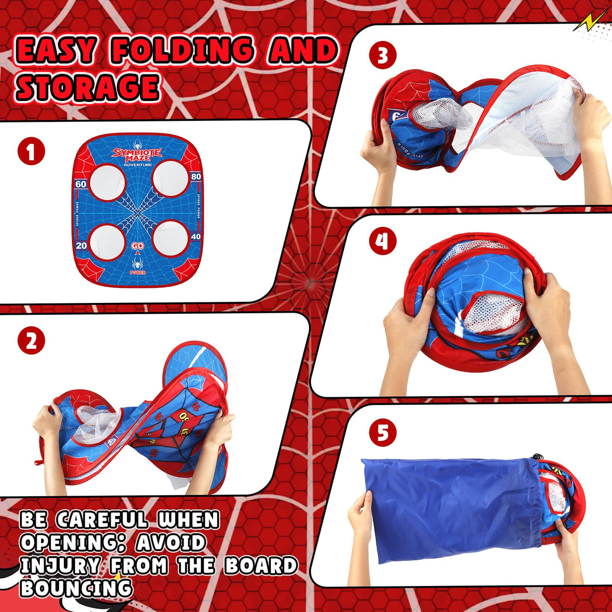 Scarmat spider bean bag toss ground stakes secure setup in windy yards.
