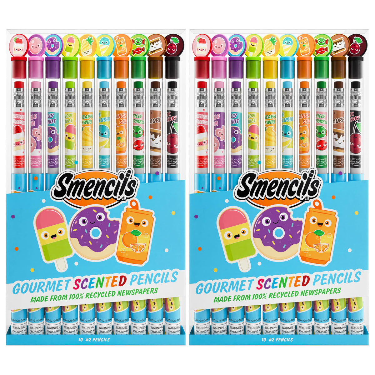 Scentco Graphite Smencils 2-pack front view, scented pencils ideal for classroom use.