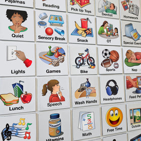 SchKIDules deluxe 153-piece magnets on a desk calendar supporting daily routines