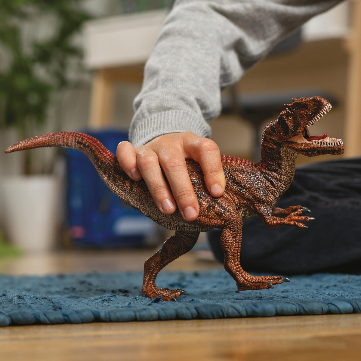 Schleich Allosaurus figure texture detail highlighting lifelike skin patterns