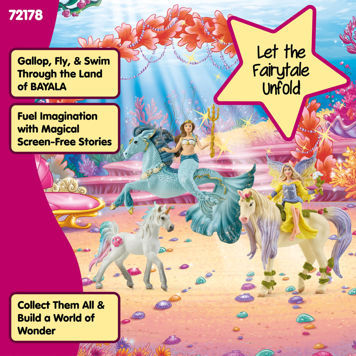 Schleich Bayala baby unicorn adds tender companion moments.