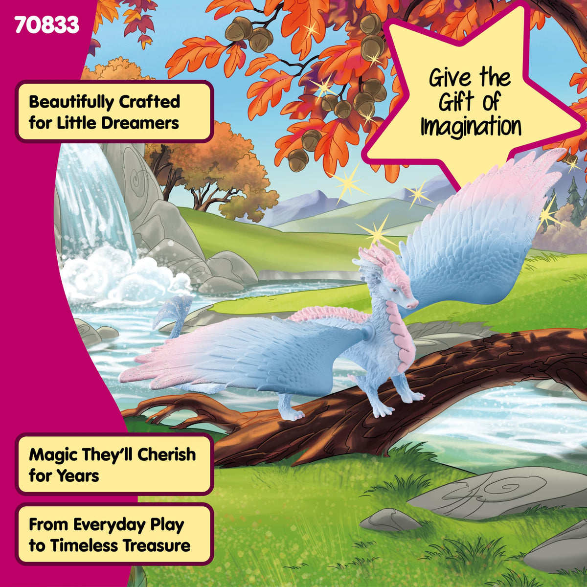 Schleich Bayala Crystal Dragon stands 13 inches tall for bold display and play.
