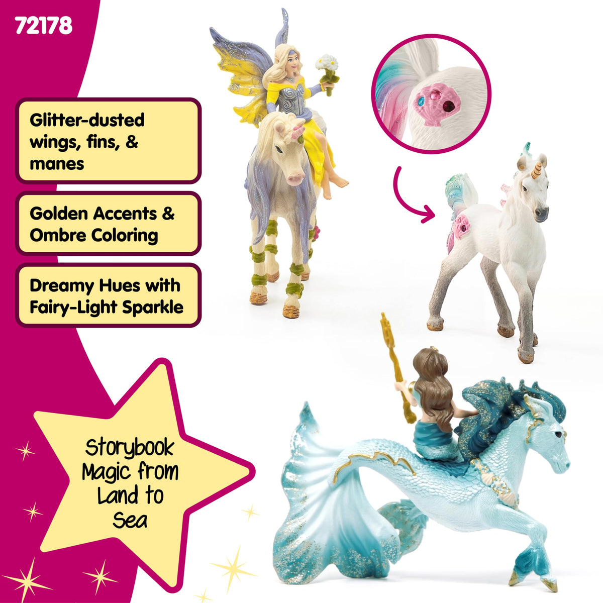 Schleich Bayala Fairy Feya with unicorn inspires magical quest playtime.