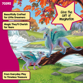 Schleich Bayala glitter wing details enhance tactile exploration.