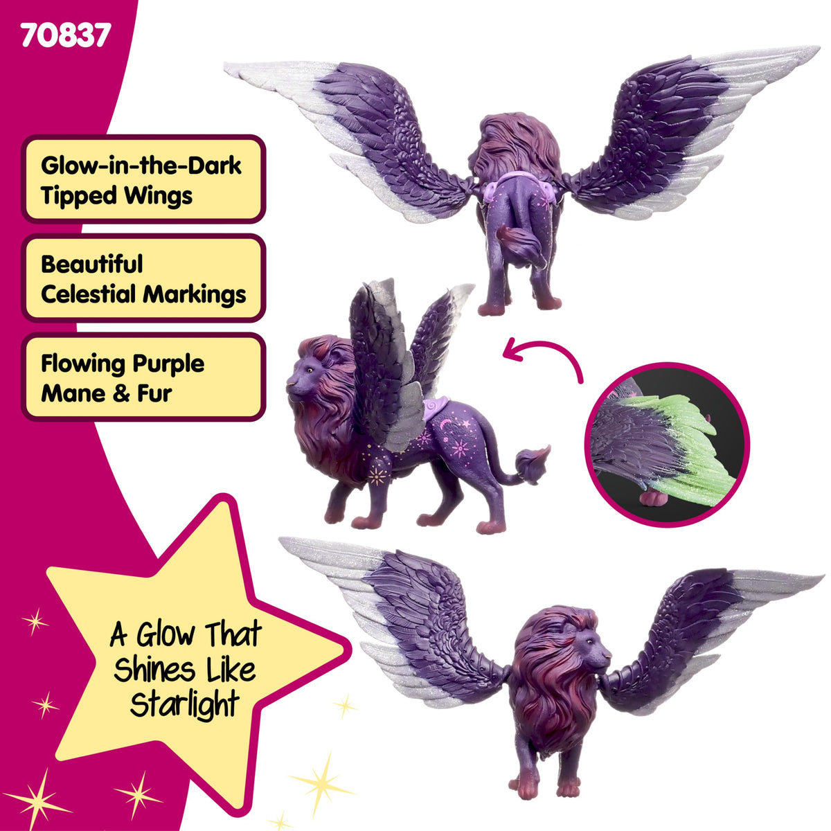 Schleich Bayala Moon Lion close-up shows celestial details for imaginative play.