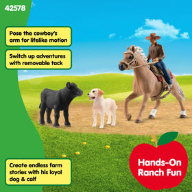 Schleich Black Angus calf figure enhances barnyard storytelling and role play.