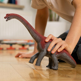 Close-up of Schleich Brachiosaurus highlighting realistic skin texture for educational fun