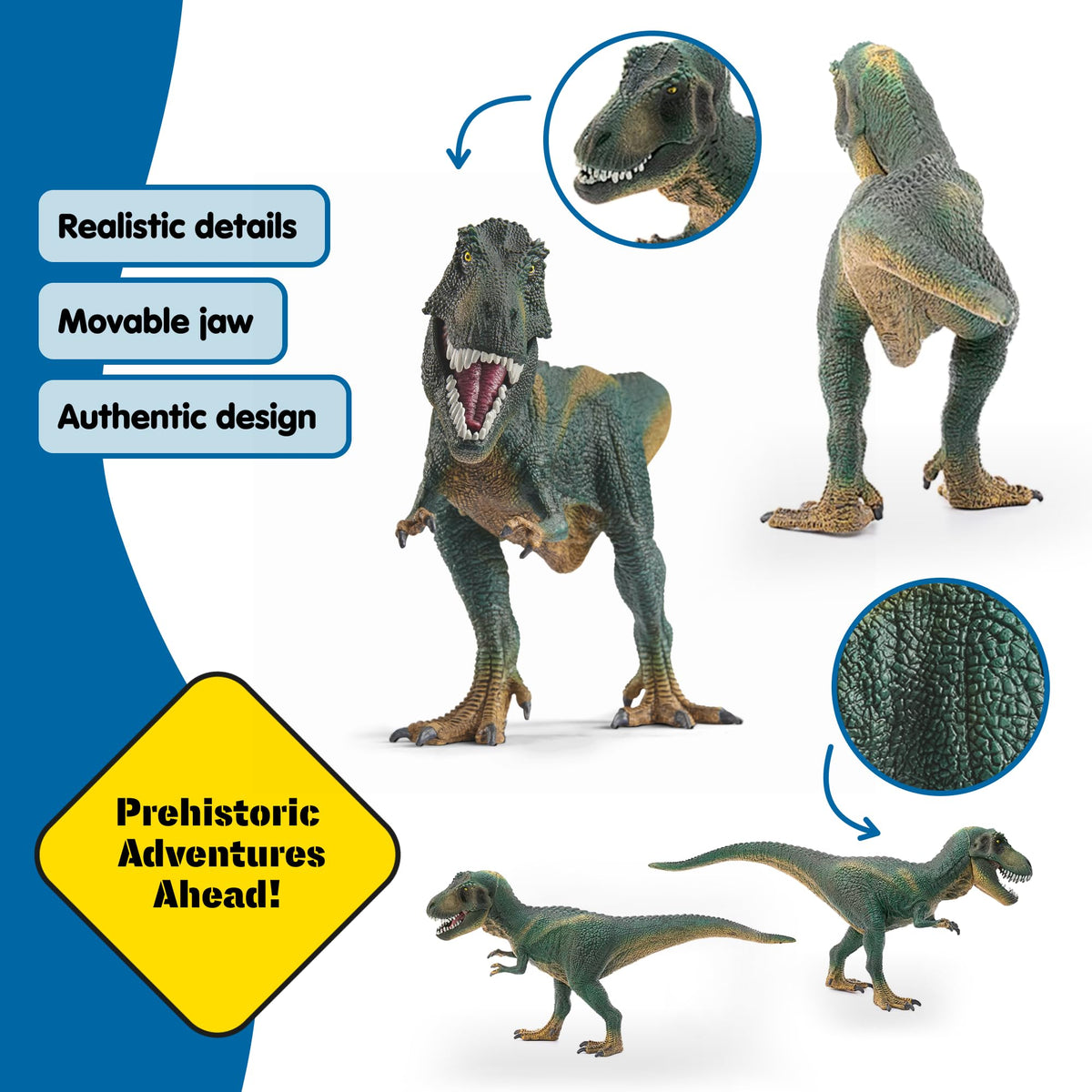 Schleich T-Rex front-facing eyes enhance storytelling and observation.