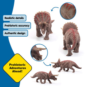 Schleich Triceratops head detail highlights horns and beak.