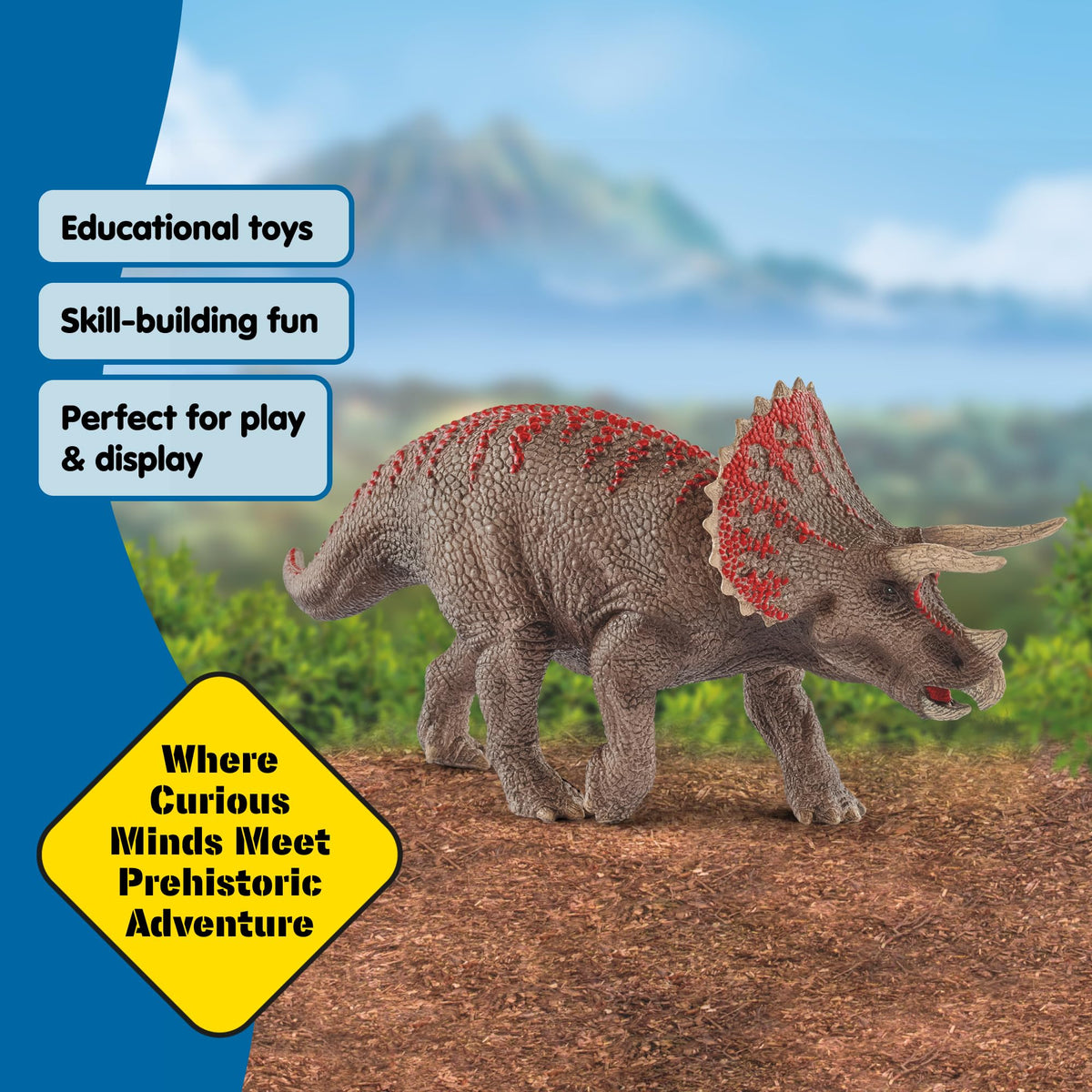 Schleich Triceratops pose-action image for dynamic storytelling.