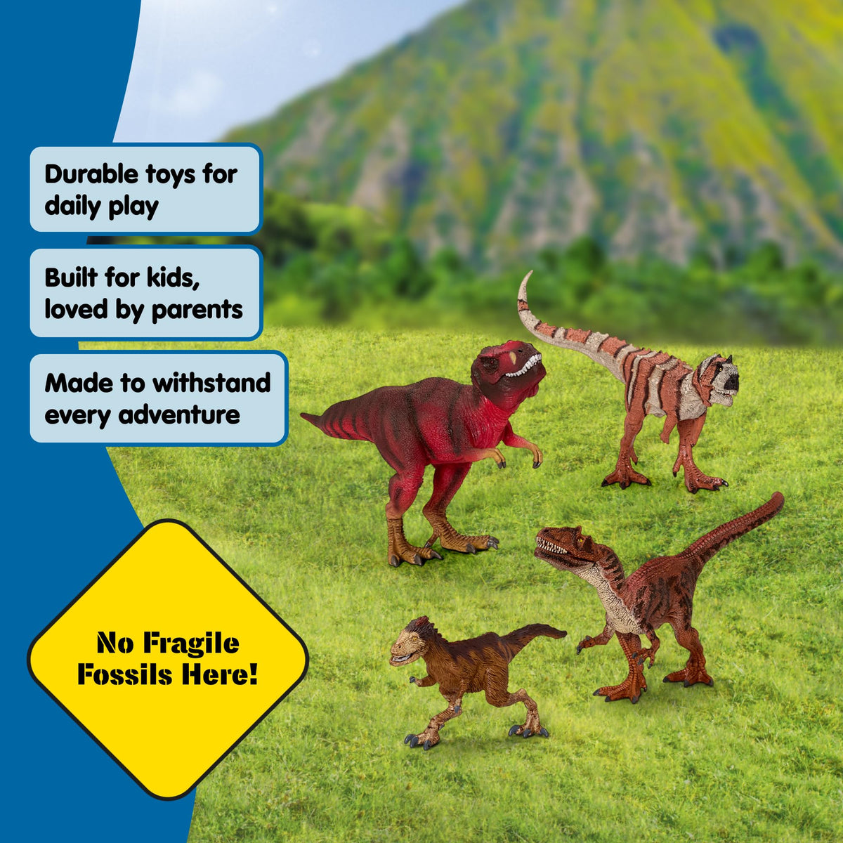 Schleich Volcano Expedition Base Camp complements the dino figures for immersive adventures.