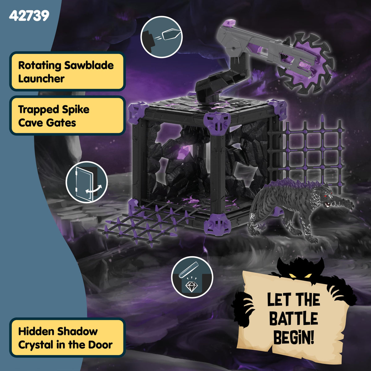 Interior action shot of Schleich Eldrador Battle Cave for imaginative storytelling.