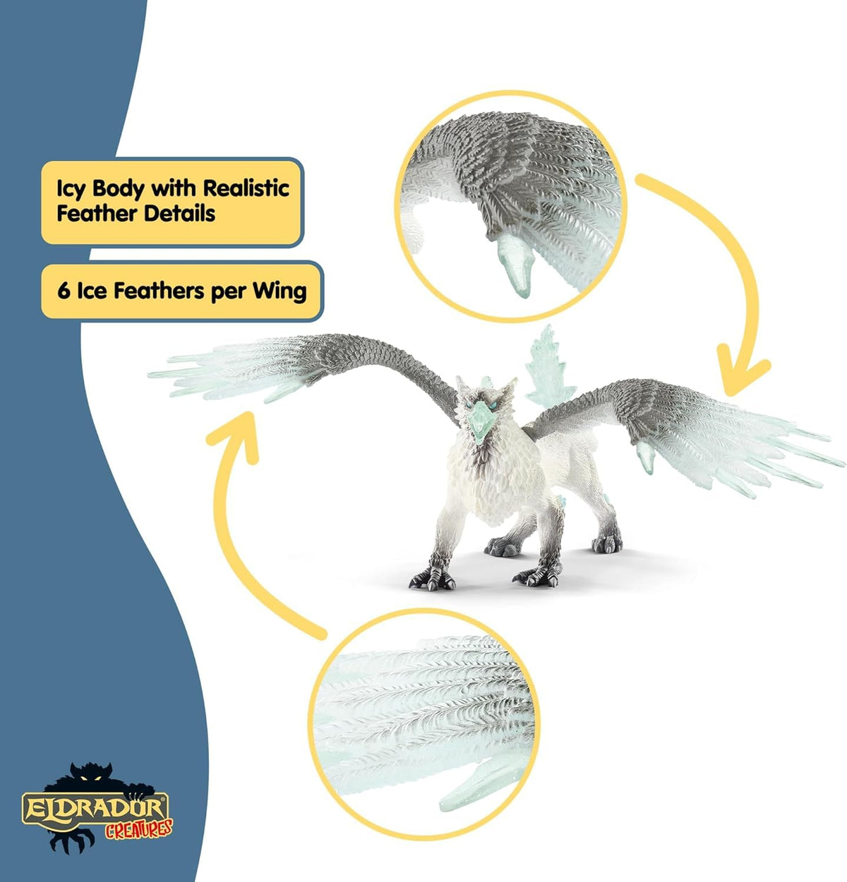 Schleich Eldrador battle scene with Ice Griffin enhances pretend battles.